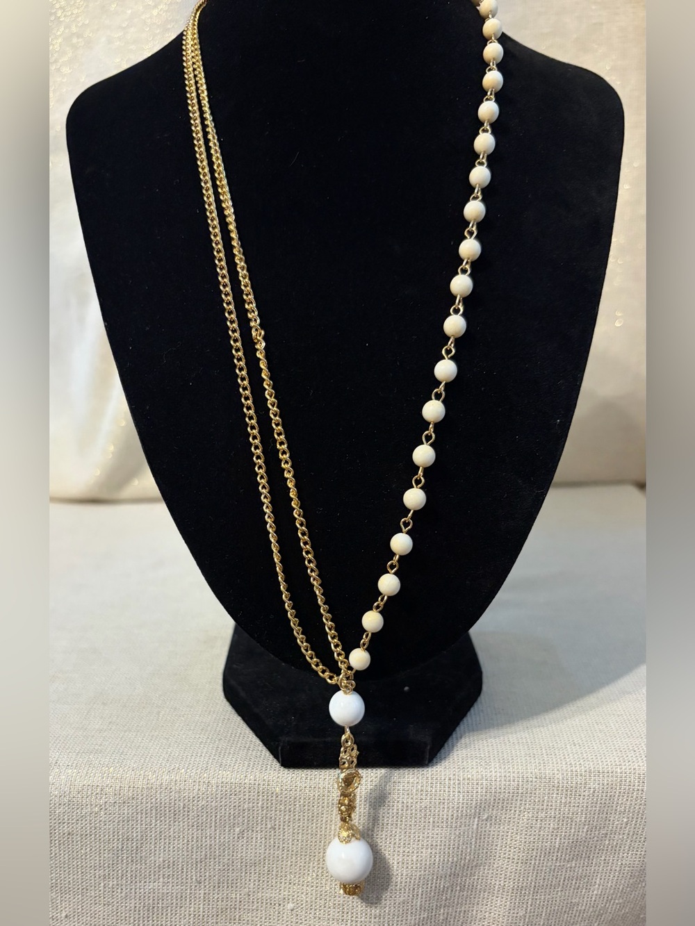 Asymmetrical Bead Drop Necklace - Women's Jewelry